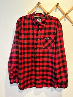 MTB Red and Black Buffalo Plaid Button-Up Shirt
